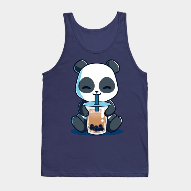 Cute Funny Panda Drinking Cold Drink Tank Top by LazyMice